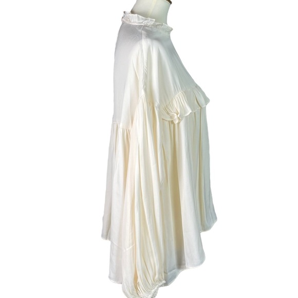 NWT GLAM Cream High Neck Balloon Long Sleeve Blouse Top - Size Large - Picture 7 of 11